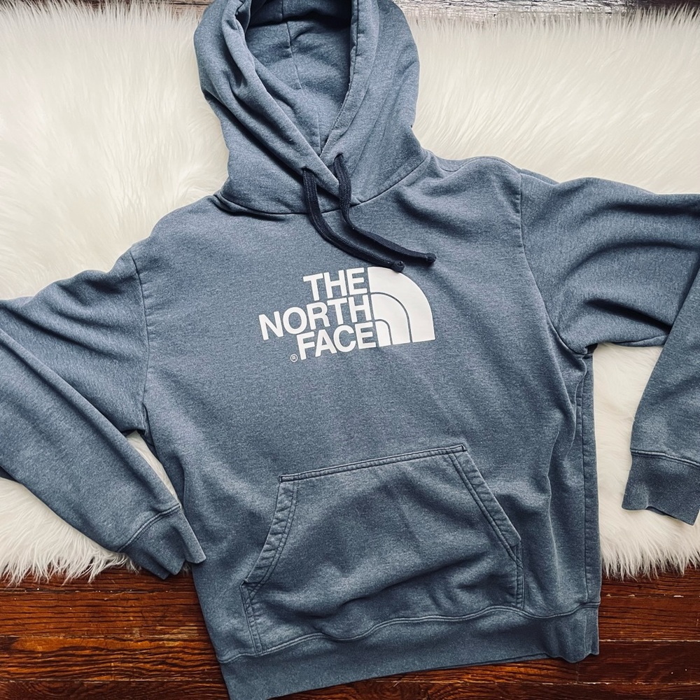 The North Face Hoodie Hooded Sweatshirt Medium M Heather Blue